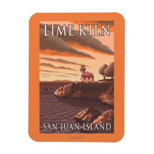 Lime Kiln Lighthouse Vintage Travel Poster Magnet