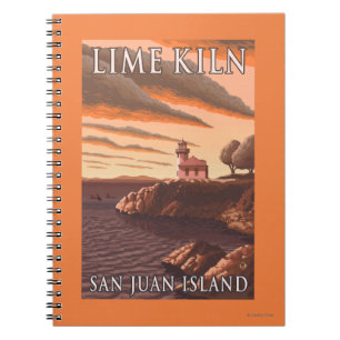 Lime Kiln Lighthouse Vintage Travel Poster Notebook