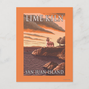 Lime Kiln Lighthouse Vintage Travel Poster Postcard