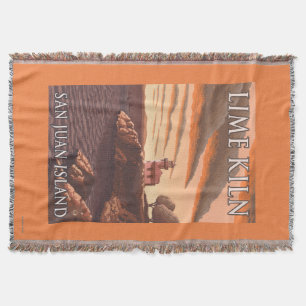 Lime Kiln Lighthouse Vintage Travel Poster Throw Blanket