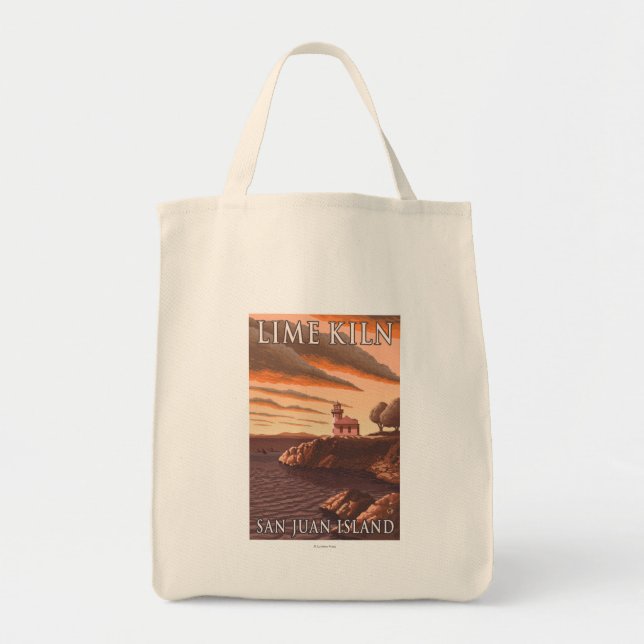 Lime Kiln Lighthouse Vintage Travel Poster Tote Bag (Front)