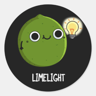 Lime-light Funny Fruit Lime Pun Dark BG Classic Round Sticker