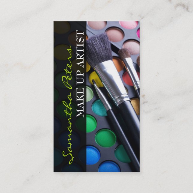 Lime Make Up Artist Palette Brush Business Card (Front)