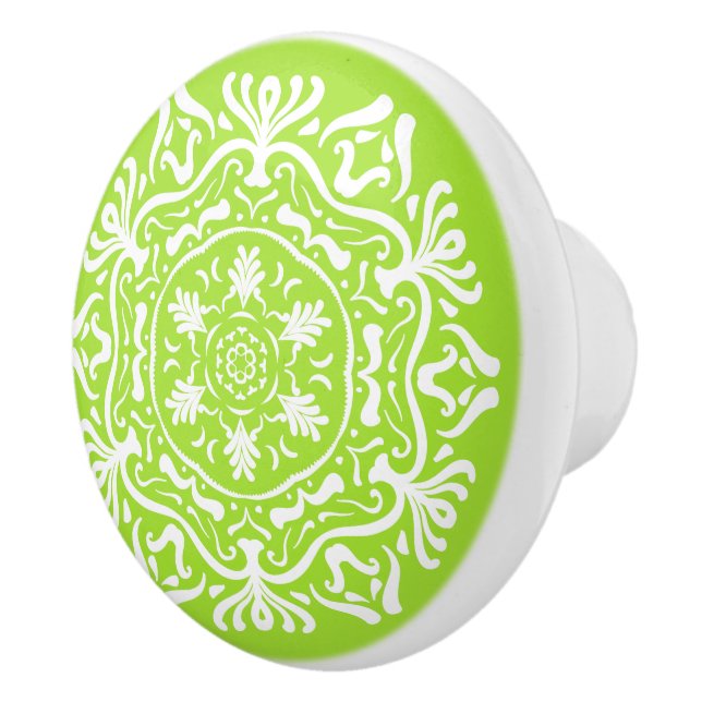 Lime Mandala Ceramic Knob (Right)