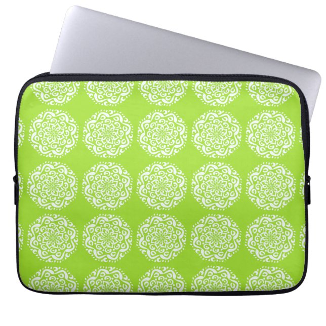 Lime Mandala Laptop Sleeve (Front)