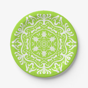 Lime Mandala Paper Plate