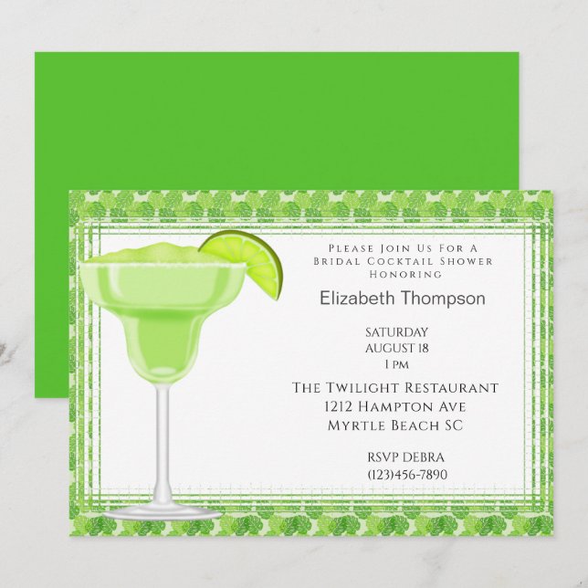 Lime Margarita Bridal Shower Invitation (Front/Back)