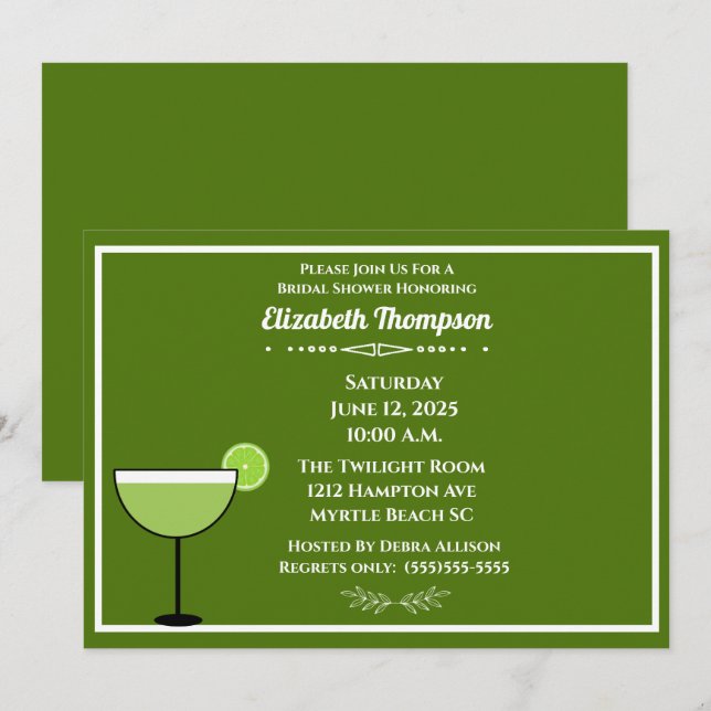 Lime Margarita Bridal Shower  Party  Invitation (Front/Back)