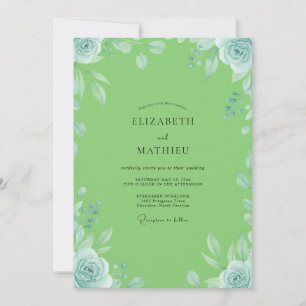 Lime Mint Vine Wedding Invitation