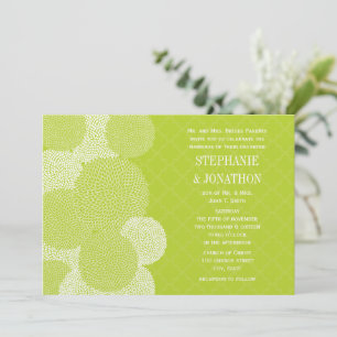 Lime Modern Floral Chrysanthemum Wedding Invitation