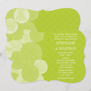 Lime Modern Floral Chrysanthemum Wedding Invitation