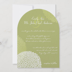 Lime Modern Floral Chrysanthemum Wedding Invitation