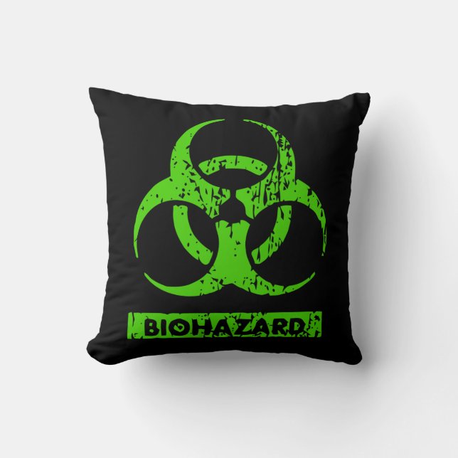Lime Neon Green Bio-Hazard Chemicals Graphic Cushion (Front)