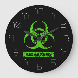 Lime Neon Green Bio-Hazard Chemicals Graphic Large Clock