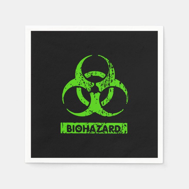 Lime Neon Green Bio-Hazard Chemicals Graphic Napkin (Front)