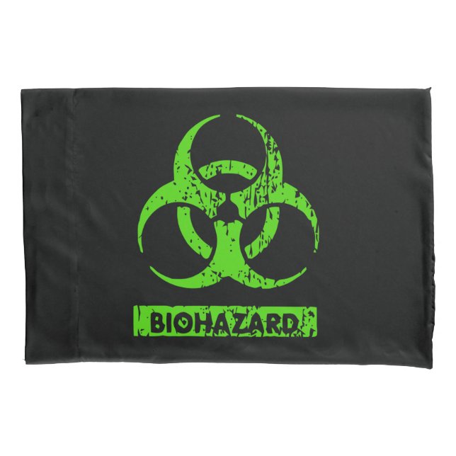 Lime Neon Green Bio-Hazard Chemicals Graphic Pillowcase (Front)