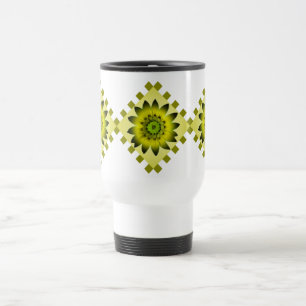 Lime Olive Daisy Flower, Pattern Stripes - Mug