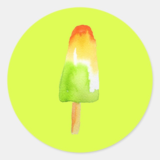 Lime orange popsicle Summer ice-block pop art Classic Round Sticker (Front)