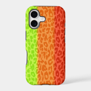 Lime Orange Red Leopard Retro Stripes