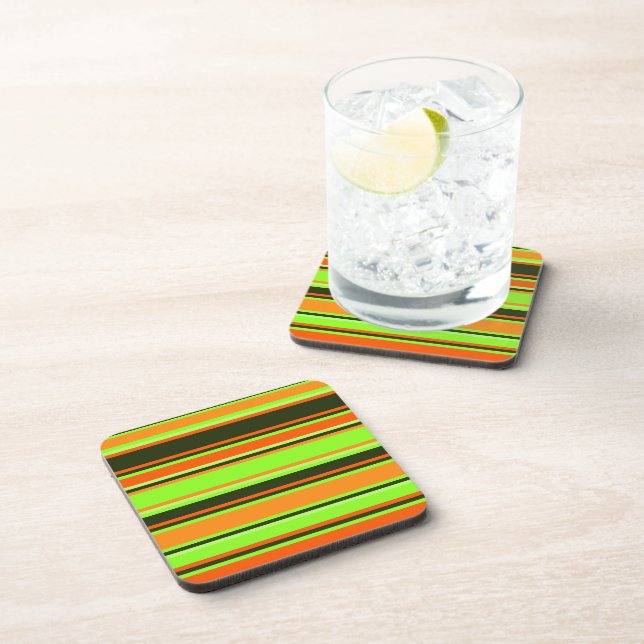 Lime, Orange, & Tangerine Striped Coaster (Right Side)