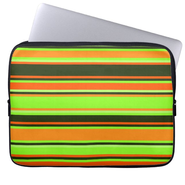 Lime, Orange, & Tangerine Striped Electronics Bag (Front)