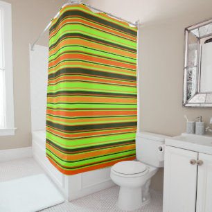 Lime, Orange, & Tangerine Striped Shower Curtain