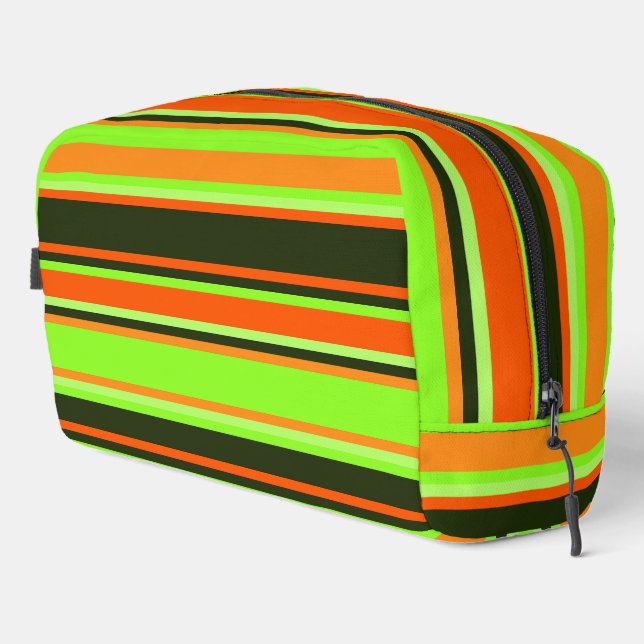 Lime, Orange & Tangerine Striped Toiletry Bag (Right Corner)