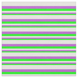 Lime, Orchid, and White Pattern of Stripes Fabric