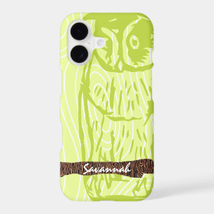 Lime Owl Wood Grain Pattern Choose Your Colour
