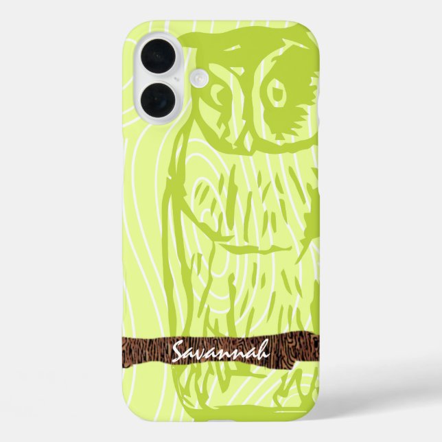 Lime Owl Wood Grain Pattern Choose Your Colour Case-Mate iPhone Case (Back)
