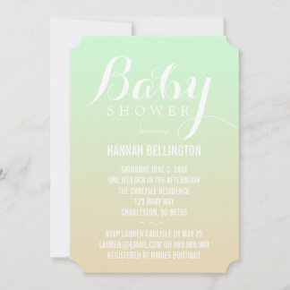 Lime & Peach Baby Invitation