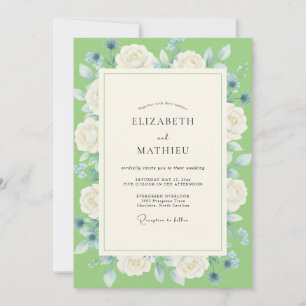 Lime Periwinkle Petal Wedding Invitation