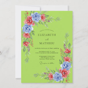 Lime Periwinkle Wildflower Wedding Invitation