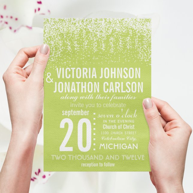Lime Photo Confetti ModernTypography Invitation (Creator Uploaded)