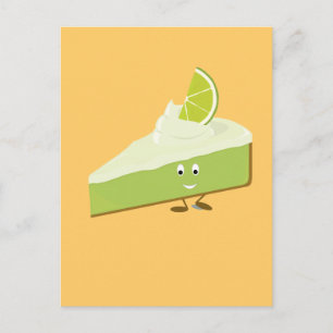 Lime pie slice character postcard