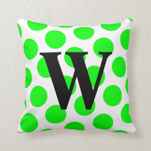 Lime Polka Dot Monogram Cushion
