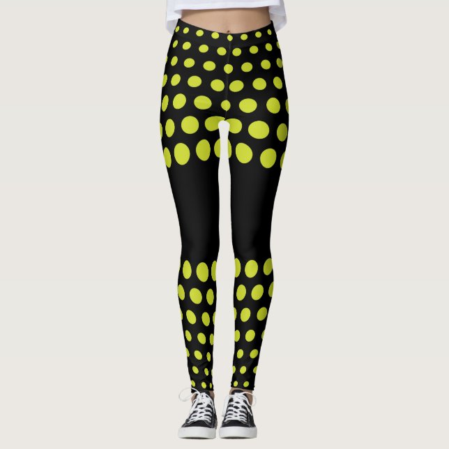 Lime Polka Dot Pattern Leggings (Front)