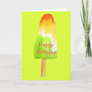 Lime popsicle cute Summertime watercolor birthday Card
