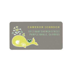 Lime Pregnant Mum Whale Baby Shower Address Labels