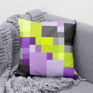 Lime purple abstract geometric Throw pillow