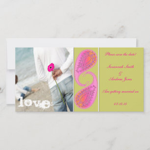 Lime & Raspberry Paisley Save the Date  Your Photo