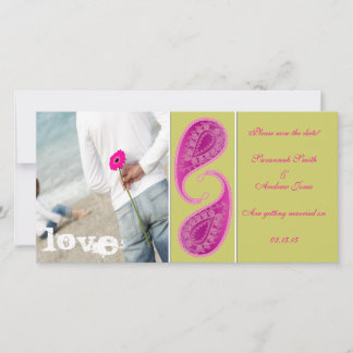 Lime & Raspberry Paisley Save the Date Your Photo