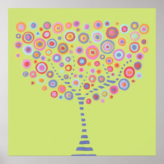 Lime Retro Tree Name Room Wall Poster (Front)