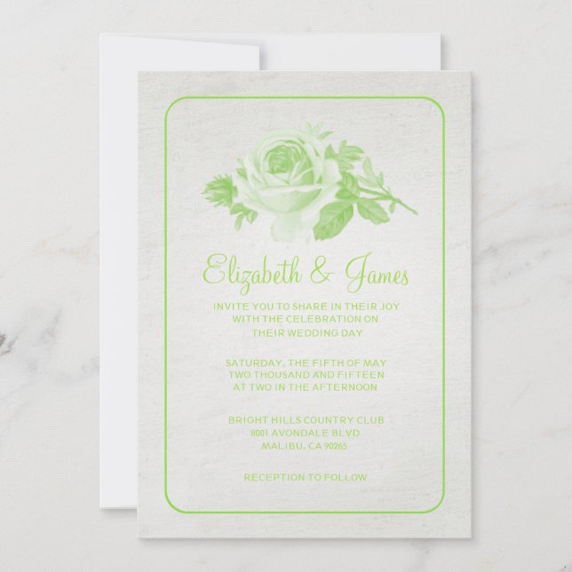 Lime Rustic Floral/Flower Wedding Invitations (Front)