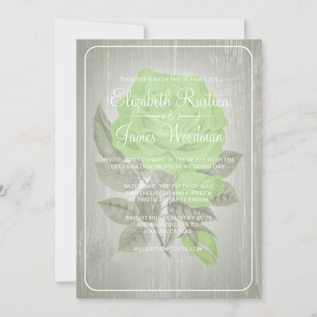 Lime Rustic Floral Wedding Invitations (Front)