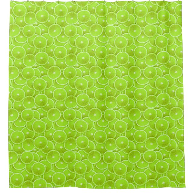 Lime Slice Digital Montage Shower Curtain (Front)