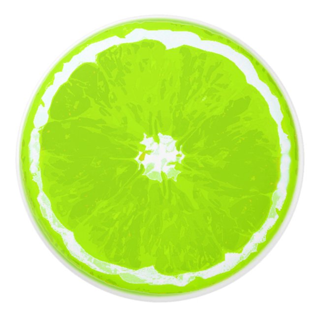 Lime Slice Digital Painting Ceramic Knob (Front)