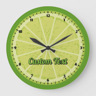 Lime Slice Large Clock