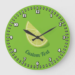 Lime Slice Large Clock