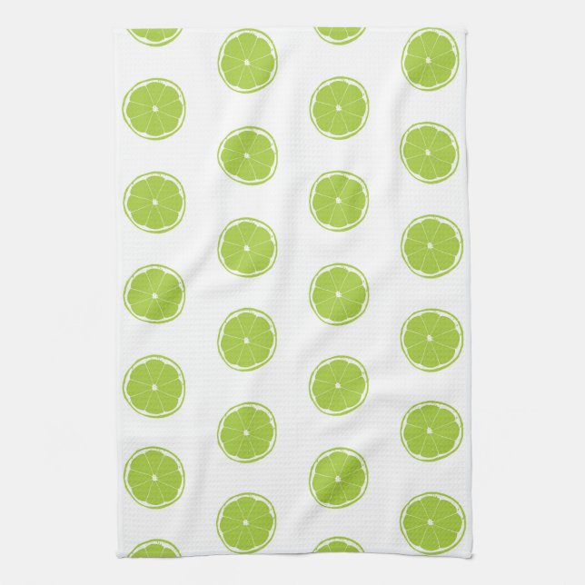 Lime Slice Pattern Tea Towel (Vertical)